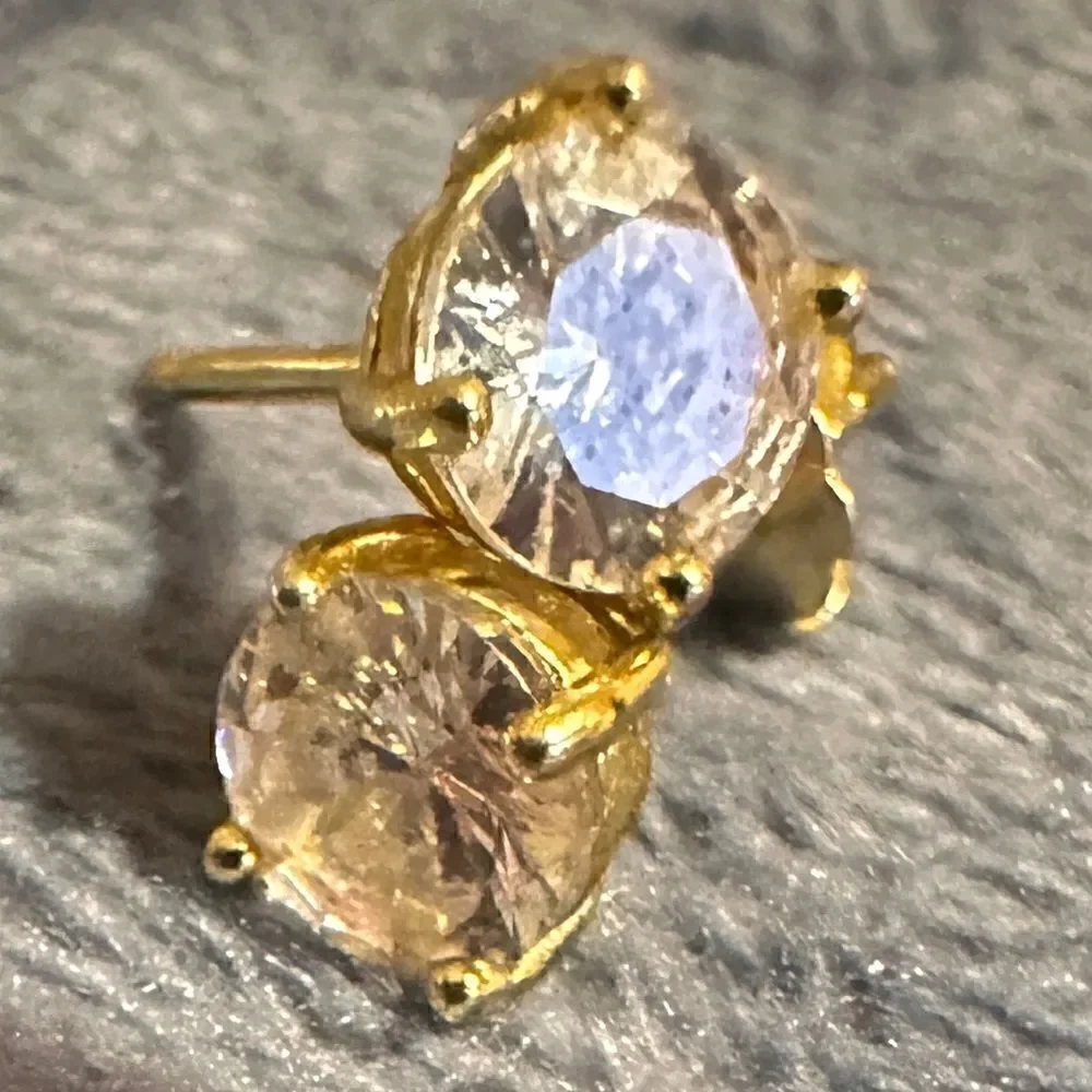 Children’s 925 Gold Zirconia Stud Earrings – One Missing Back